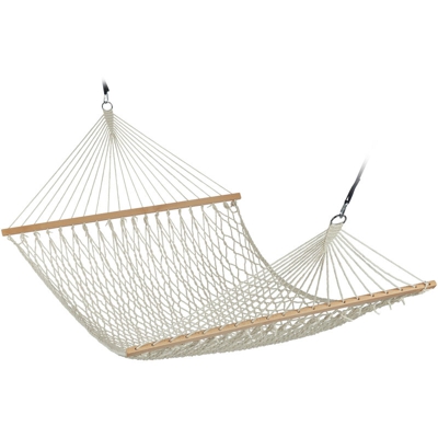 Amaca da Giardino, Sedia Sospesa a Rete, fino a 120 kg, in Cotone e Legno, per Interni ed Esterni, Bianco