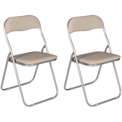 Set di due sedie pieghevoli, colore beige, Misure 43 x 47 x 78 cm - Dmora
