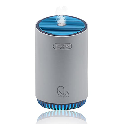 CEVILLAE Ultrasuoni Umidificatore Ambiente, 3 in 1 320ml Mini Umidificatore, Diffusore di Oli Essenziali e Luce notturna a LED con 7 colori, Silenzios