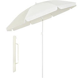Seedforce Ombrellone da Spiaggia 160 cm, Pieghevole e Portatile, Inclinabile, Giardino, Esterno, Spiaggia, Balcone, 160 g/m², Beige en oferta
