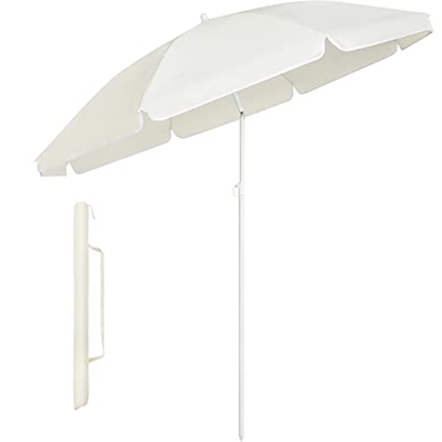 Seedforce Ombrellone da Spiaggia 160 cm, Pieghevole e Portatile, Inclinabile, Giardino, Esterno, Spiaggia, Balcone, 160 g/m², Beige