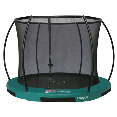 SOLO TRAMPOLINO Tappeto elastico interrato rotondo 305cm con rete di sicurezza - verde. Trampolino con perfetto rapporto qualità prezzo per anni di