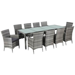 Set Da Pranzo Da Giardino 21 Pz In Polyrattan Grigio precio