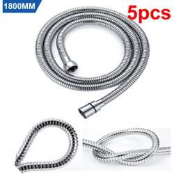5pcs 1.8M Flessibile Doccia Universale Tubo Doccia 180CM In acciaio inossidabile Antideflagrante e Antitorsione, Cromo en oferta