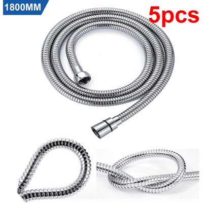 5pcs 1.8M Flessibile Doccia Universale Tubo Doccia 180CM In acciaio inossidabile Antideflagrante e Antitorsione, Cromo