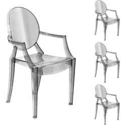 Set 4 Pz Sedie Trasparenti Con Braccioli Elizabet - Divina Home precio