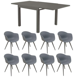 Jerri - Set Tavolo In Alluminio Cm 90/180 X 90 X 75 H Con 8 Sedute en oferta