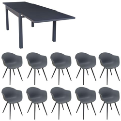 Jerri - Set Tavolo In Alluminio Cm 135/270 X 90 X 75 H Con 10 Sedute precio
