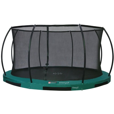 SOLO TRAMPOLINO Tappeto elastico interrato rotondo 366cm con rete di sicurezza - verde. Trampolino con perfetto rapporto qualità prezzo per anni di