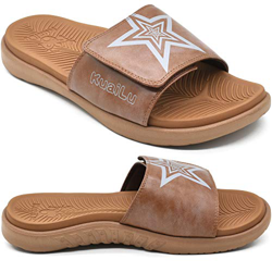 Kuailu Scarpe da Spiaggia e da Piscina da Uomo Ciabatte Sportivi in Pelle per Sandali Punta Aperta Ortopedici Estivi Antiscivolo Marrone Taglia 46 precio