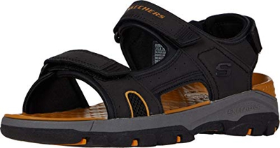 Skechers Tresmen Hirano, Sandali a Punta Aperta Uomo, Nero (Black Synthetic Blk), 43 EU