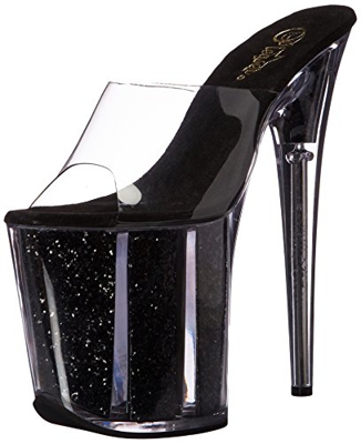 Pleaser Sandali da Donna Flamingo-801g con Plateau, Clr Nero Glitterato, 36 EU