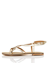 FIND Leather Strappy Gladiator Sandali a Punta Aperta, Oro (Gold), 39 EU características
