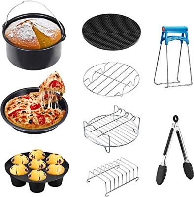 Elechomes Accessori per Friggitrice ad Aria AG61B, Servizio da 9 Vestibilità Universale Per Tutte le Friggitrici ad Aria 5L-6L, Sicuri in Lavastovigli