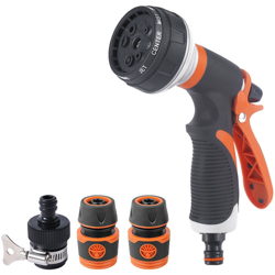 8 modelli di spruzzo Ugello per tubo flessibile da giardino regolabile Ugello per irrigazione spruzzatore d'acqua con connettore rapido da 1/2 en oferta