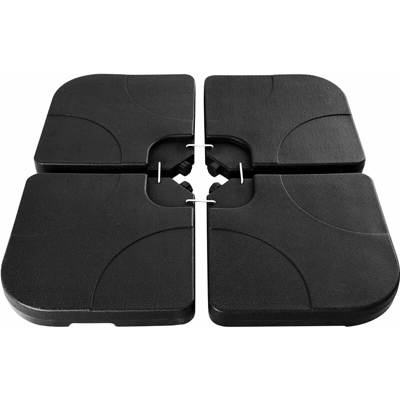 Set Base per Ombrellone in Plastica, Riempibile con Acqua e Sabbia, Base di Appoggio Supporto per Ombrellone, Base con 4 Pezzi a Croce, 50 x 50 x 7,5