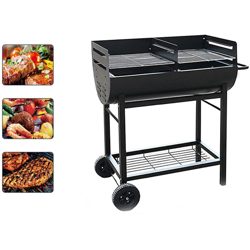Barbecue carbone in acciaio doppia griglia due ruote carbonella bbq master grill en oferta