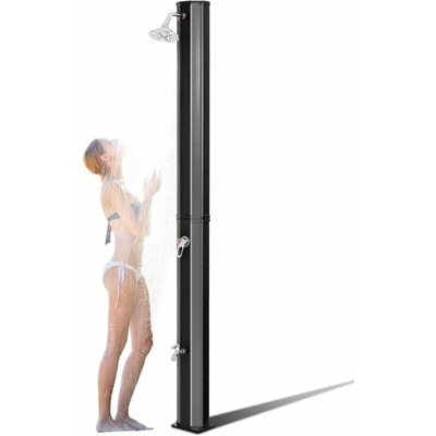 35L Doccia Solare da Esterno, Doccia con Testa Doccia e Rubinetto per Giardino, Piscina, Spiaggia, Nero, Altezza 220 cm