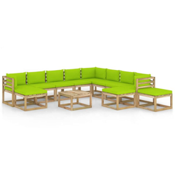Set Divani da Giardino 12 pz e Cuscini Legno di Pino Impregnato - Marrone - Vidaxl en oferta