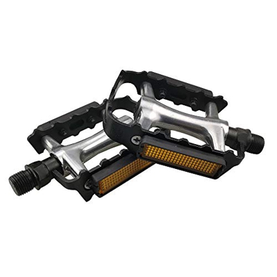 MEGHNA 1 Paio Pedali Universali per Bicicletta con Strisce Riflettenti Ultraleggere Set di Pedali Antiscivolo per MTB BMX 9/16" Nero