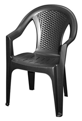 Sedia da giardino impilabile colore antracite – Sedia monoblocco in plastica, effetto rattan en oferta