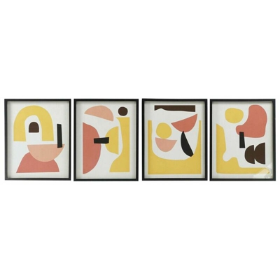 Quadro DKD Home Decor Vetro Abstract Legno MDF (4 pcs) (40 x 2.5 x 50 cm)