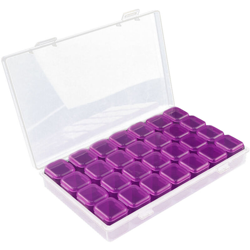 Happyshopping - Scatola portaoggetti per gioielli con 28 griglie trasparente, resistente agli urti, con coperchio,Tipo,viola - Tipo,viola en oferta