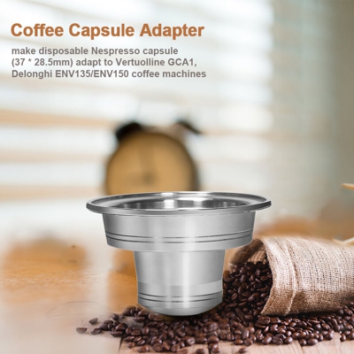 Adattatore per capsule da caffe Convertitore per capsule da caffe in acciaio inossidabile Adattatore per capsule Nespresso per macchina da caffe
