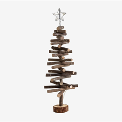 SKLUM Albero di Natale in legno con luci LED Madi Marrone Legno Castagno Legno en oferta
