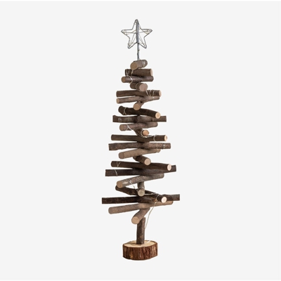 SKLUM Albero di Natale in legno con luci LED Madi Marrone Legno Castagno Legno