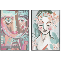 Quadro DKD Home Decor Tela Abstract Legno MDF (2 pcs) (50 x 3 x 70 cm) precio