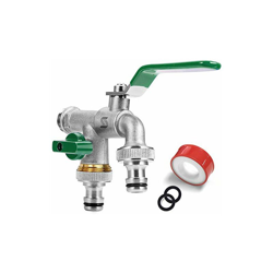 "SPGOOD Rubinetto da giardino, doppio rubinetto da 1/2"", in ottone antiruggine e antigelo, con 2 prese da 3/4"", 1 nastro di tenuta a rullo, doppio precio