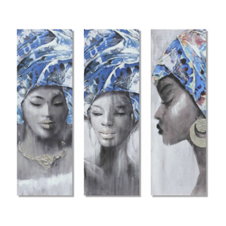 Quadro DKD Home Decor Pino Tela Africana (3 pcs) (40 x 2.8 x 120 cm) en oferta