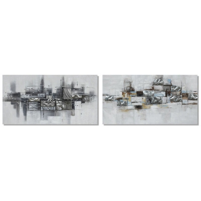 Quadro DKD Home Decor Pino Tela Abstract (2 pcs) (120 x 2.8 x 60 cm)