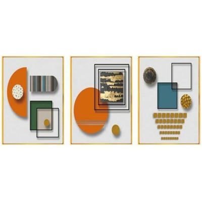Quadro DKD Home Decor Alluminio Abstract Legno MDF (3 pcs) (60 x 3 x 80 cm)
