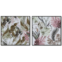 Quadro DKD Home Decor polistirene Tela Frunze (2 pcs) (80 x 2.8 x 80 cm) en oferta