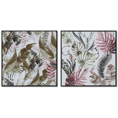Quadro DKD Home Decor polistirene Tela Frunze (2 pcs) (80 x 2.8 x 80 cm)
