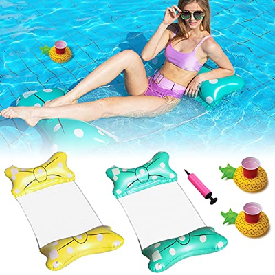 Auflosung Letto Galleggiante, Amaca Gonfiabile 2 Pezzi,Letto Galleggiante 4 In 1 Facile Gonfiabile Per Adulti,Amaca Galleggiante Materassino Lettino S