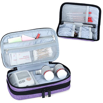 Luxja Borsa per Insulin, Doppio Strato Borsa per Diabetic (Solo Borsa), Viola