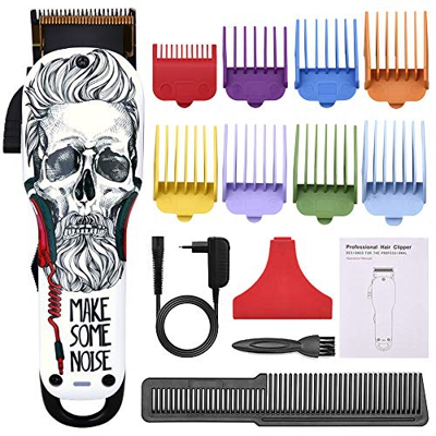 Cosyonall Rasoio per barba, tagliacapelli professionale, senza fili, set da 8 pezzi, ricaricabile, bianco