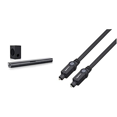 LG SJ2 altoparlante soundbar 2.1 canali 160 W & Amazon Basics - Cavo audio ottico digitale Toslink, 1 m