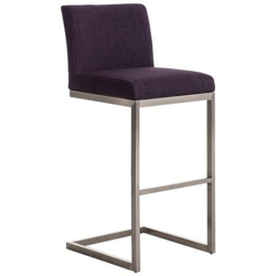 Sgabello Alto in Acciaio Inox Paros in Stoffa I Sgabello Bar Imbottito Seduta 77 CM I Sedia Cucina Design con Schienale E Poggiapiedi Viola Chiaro precio