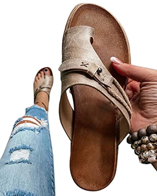 Onsoyours Sandali Donna Piatta Estate Ciabatte da Spiaggia Comodo Zeppa Sandali Casuale Scarpe da Passeggio Punta a Clip Anti Scivolo All'aperto Viagg