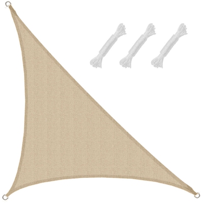 Tenda da Sole UV -3x3x4,25 Triangolo HDPE - Telo di Protezione Solare Beige