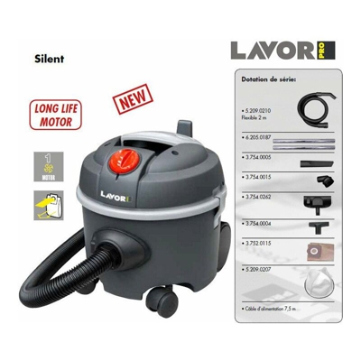 Lavor Pro - Aspirapolvere silenzioso 800W 12L 44l/s 24 kPa - SILENT -