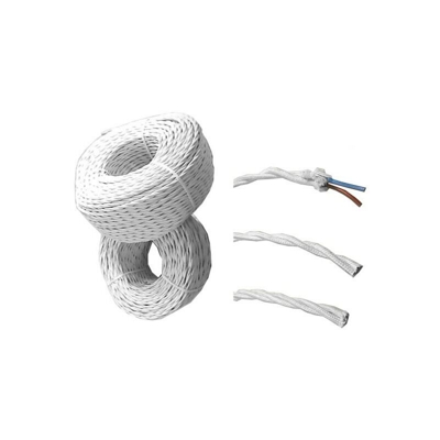 Cavo elettrico parallelo in tessuto ritorto parallelo 2x1 rotolo bianco 100m EDM 11901