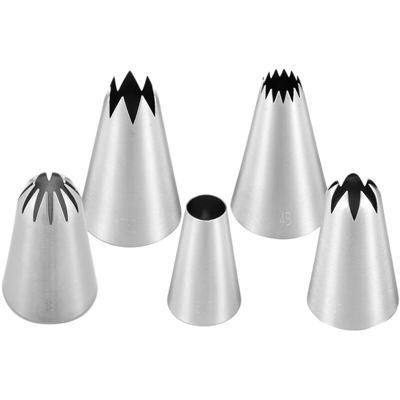 5PCS Cake Decorating Glassa Suggerimenti per torta Decorazione di cupcake Ugelli per glassa in acciaio inossidabile Punte per pasticceria