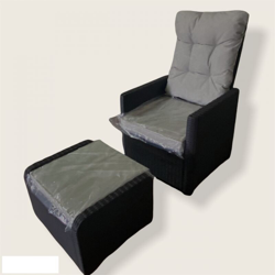 Poltrona Da Giardino Mycuba Reclinabile In Polopropilene Con Cuscino E Poggiapiedi Antracite en oferta