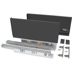 Emuca Kit cassetto Vertex cucina o bagno, altezza 178 mm, prof. 400 mm, 40 Kg, chiusura soft, Acciaio, Grigio antracite en oferta