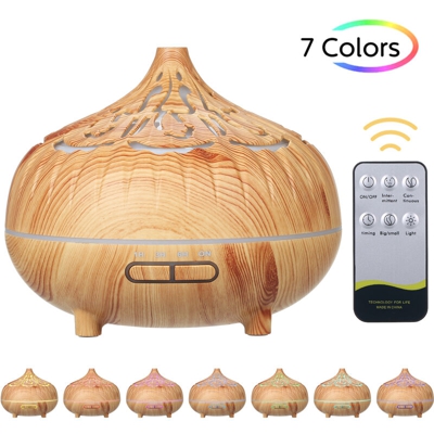400ml U-ltrasonic Umidificatore d'aria acustico Diffusore di aromi con telecomando 7 luci colorate Design 4 livelli T-imer Impostazione T-ime